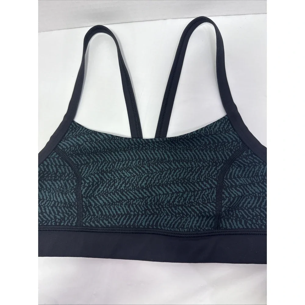 Lululemon Strappy Back Sports Bra Teal Green Athletic Workout Top Size 4